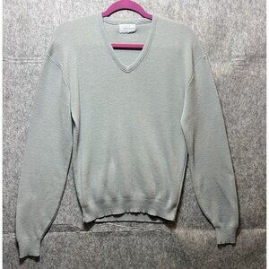 Vintage Pinnacle Sweater Mens Medium‎ V Neck Pullover Solid Gray Knit Sweatshirt